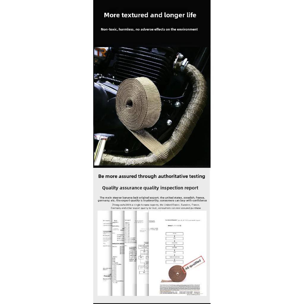 Lava Fiber Heat Shield Car Motorcycle Exhaust Thermal Tape Header Pipe Heat Wrap Tape Thermal Protection with Stainless Ties