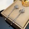 Stylish Butterfly Dangle Earrings With Crystal Details Long Chain Fringe Party Jewelry Elegant Bohemian Ear Accessories