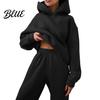 Hooded Top Trousers Solid Color Tracksuit Suit Winter Fall Set Women Hoodie Pants Loose Soft