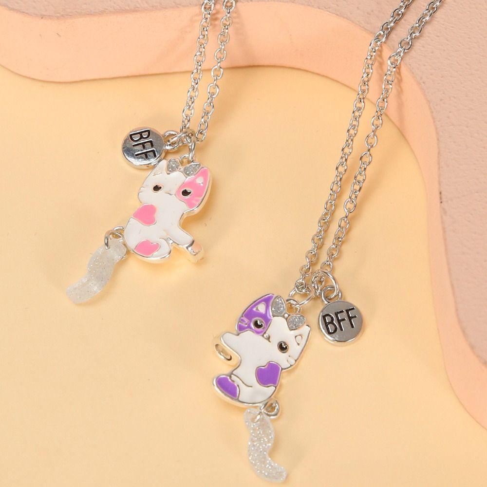 Electroplate Cartoon Pendant Necklace Zinc Zinc Alloy Magnet Necklace Best Friend Magnetic Necklace  Children