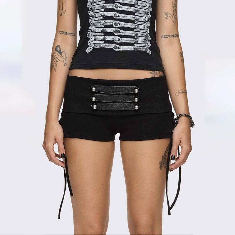 European and American Summer New Hot-selling American Streamer Personalized Fashion Medium and High Waist Breasted Design Shorts