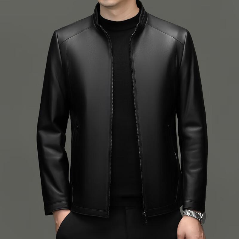 Yiliteng Men's Stand-Collar Business Casual Leather Jacket YTMMRXF2802