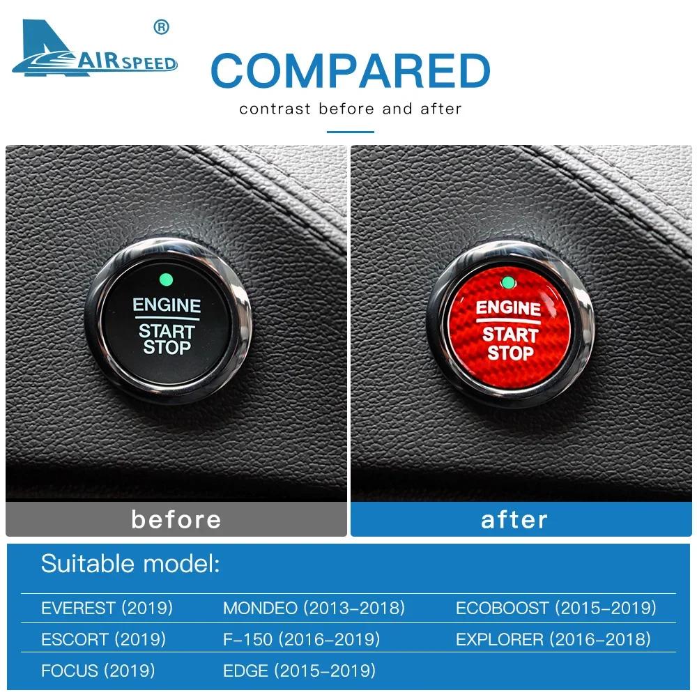 Dry Carbon Fiber Start Button Ignition Cover Trim for Ford Everest Mondeo Ecoboost Escort F150 Explorer Focus Edge 2013-2023