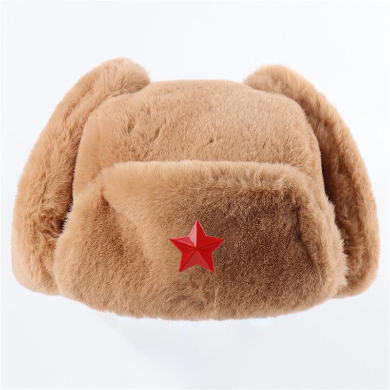 Men's and Women's Imitation Rabbit Hair Outdoor Hat, Ear Protection, Russian Full Hair Thermal Hat, Cold-proof Northeast Hat