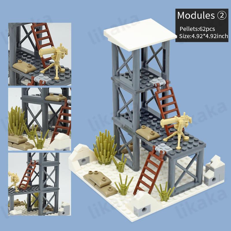 MOC Schneebedeckte Militärbasis Bausteine Militäraußenposten Blöcke Spielzeug für Jungen DIY Konstruktionsspielzeug Kompatibel mit Klassischen Steinen