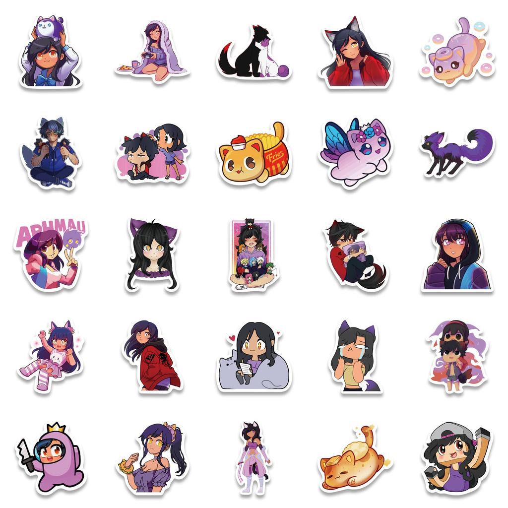 10/50 Peças Adesivos Fofos Kawaii da Aphmau Adesivos de Graffiti de Pelúcia da Aphmau para Mala DIY Laptop Skate Bicicleta Adesivos