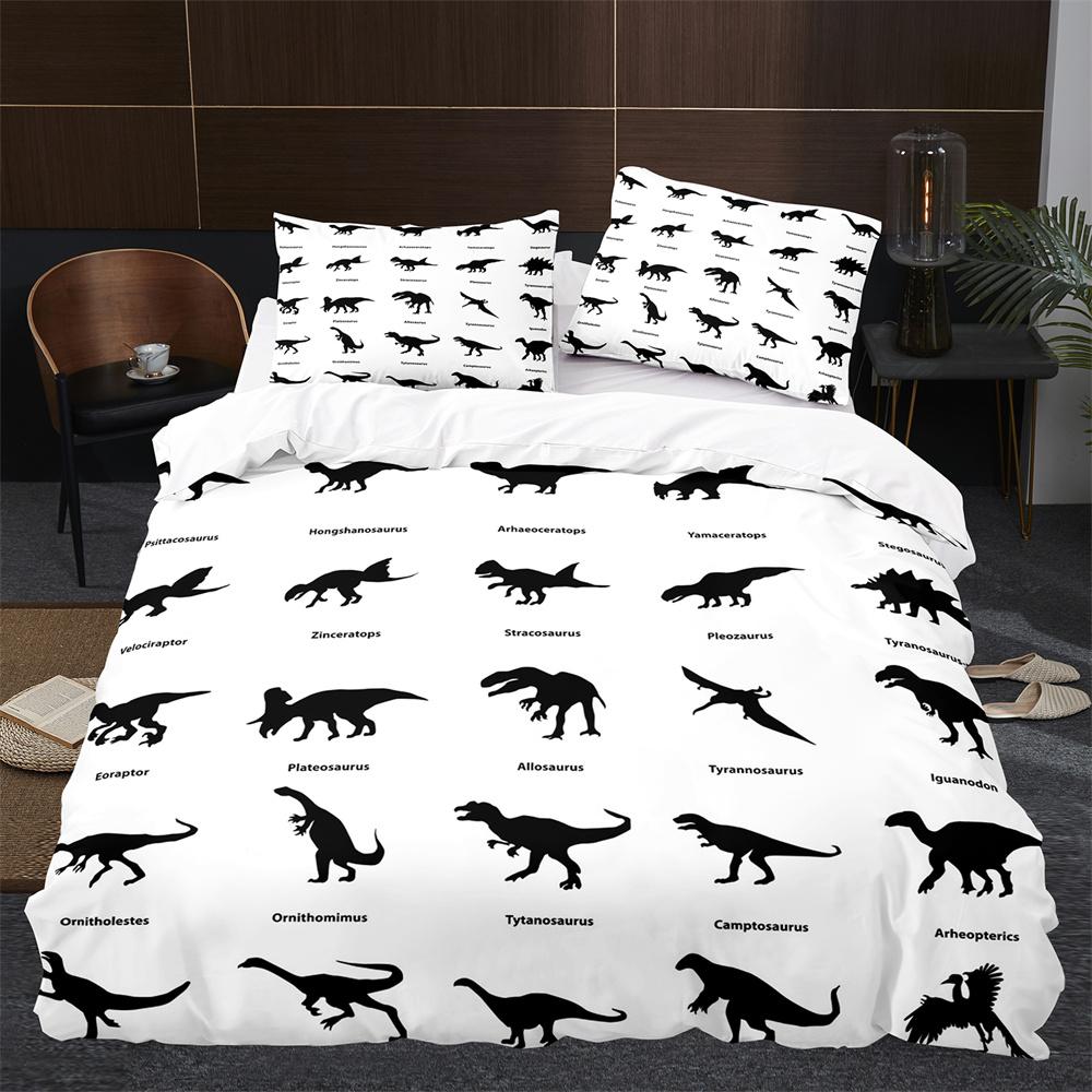 Cartoon Dinosaur Duvet Cover King Queen Size Jurassic World Theme Bedding Set For Kids Boys Ancient Animal Polyester Quilt Cover