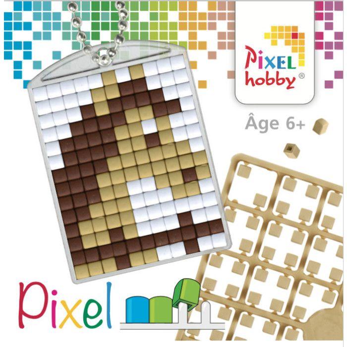 Kit créatif - PIXEL KIT - Porte-clé Cheval - 4x3cm - DIY - 3 couleurs de pixels