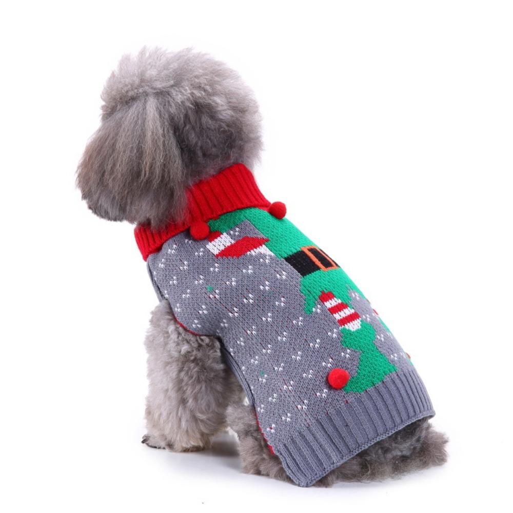 Pet clothes Christmas snowflake sweater, small dog striped turtleneck knitted sweater dog sweater autumn and winter