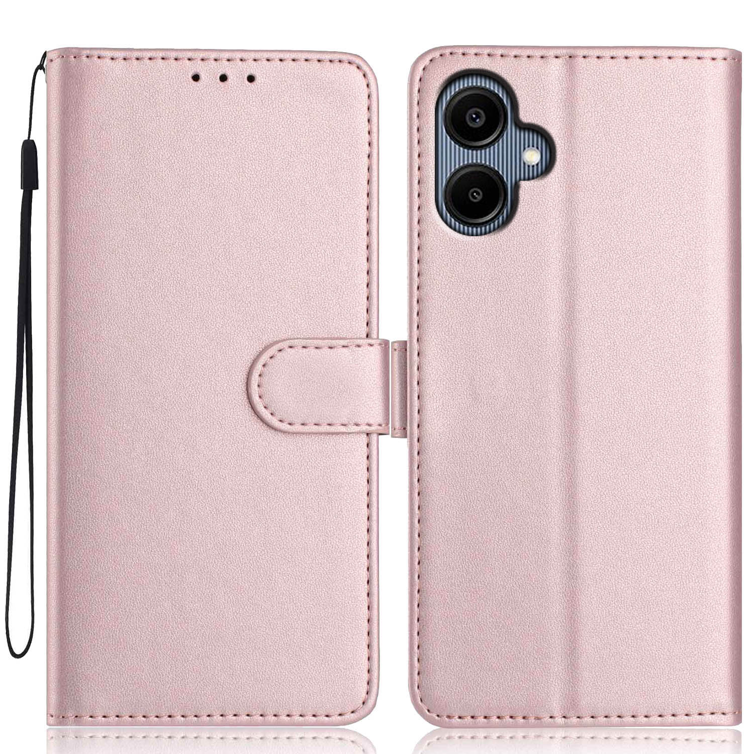 

For Samsung Galaxy A07 4G/A06 4G/A06 5G Wallet Case with Strap/Multiple Card Slots Solid Color Leather Stand Phone Cover