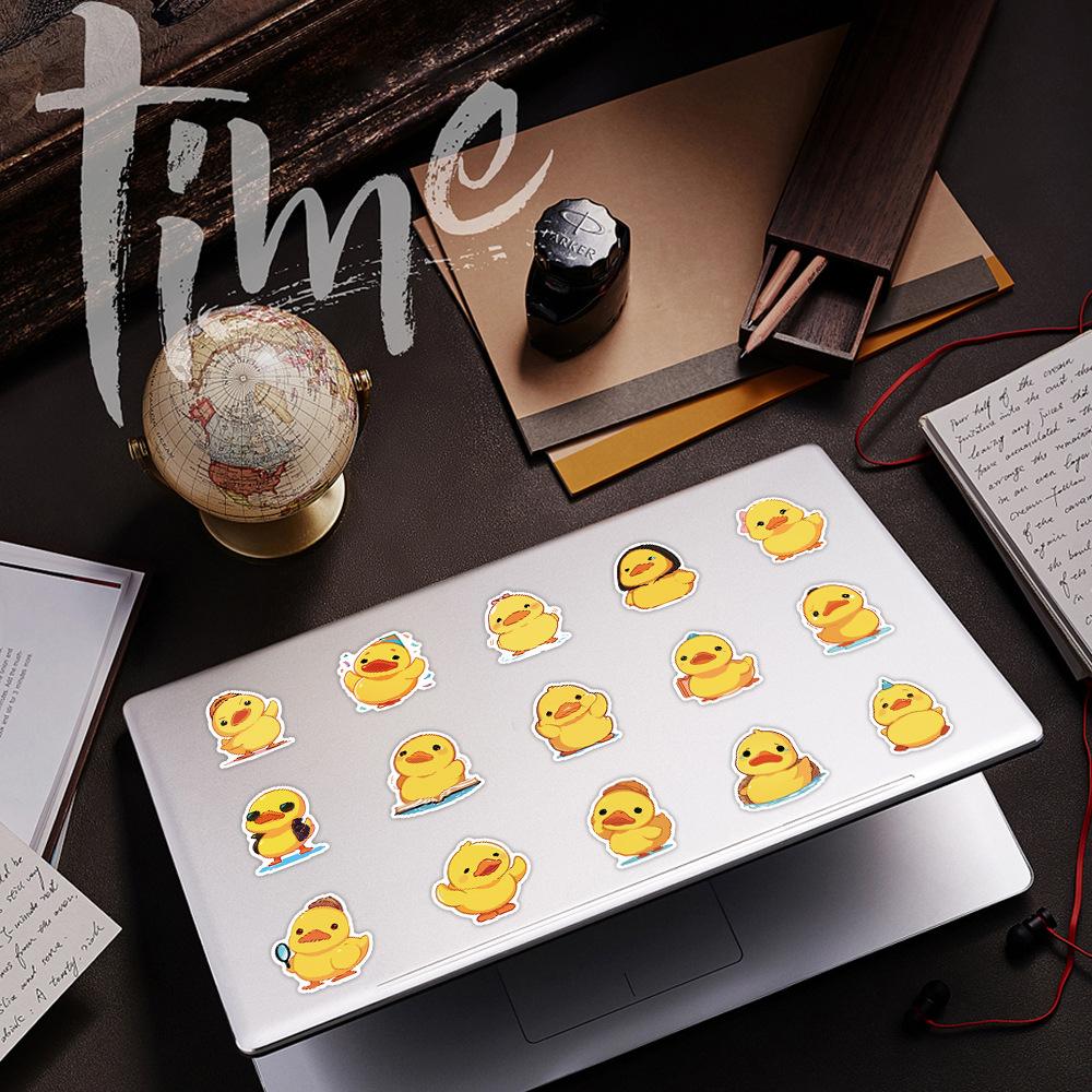 50PCS Cute Yellow Duck Sticker Children Award Decals Stationery Phone Laptop Water Bottle Luggage Desk Door Waterproof Stickers