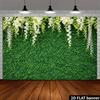 2D Dense Green Boxwood Wall Top Hanging White Cascading Flower Backdrop