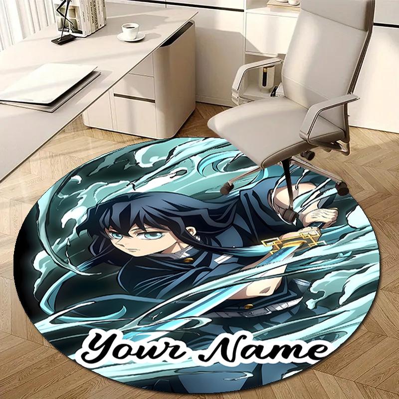 Personalized Demon Slayer Round Chair Office Rug - Perfect for Mat, Office Chair & More - Ideal Gift for Birthdays and Holidays