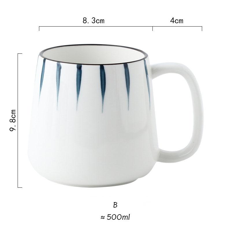 500ml Ceramiczny Kubek z Łyżeczką Japoński Ręcznie Malowany Styl Kubki Śniadaniowe Biuro Dom Filiżanka do Herbaty Kubek na Wodę Naczynia do Picia Prezenty