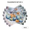 1PC Autumn Pumpkin Placemats for Farmhouse Dining Table Decor Place Mats Linen Table Mats for Party Coffee Cup Pads