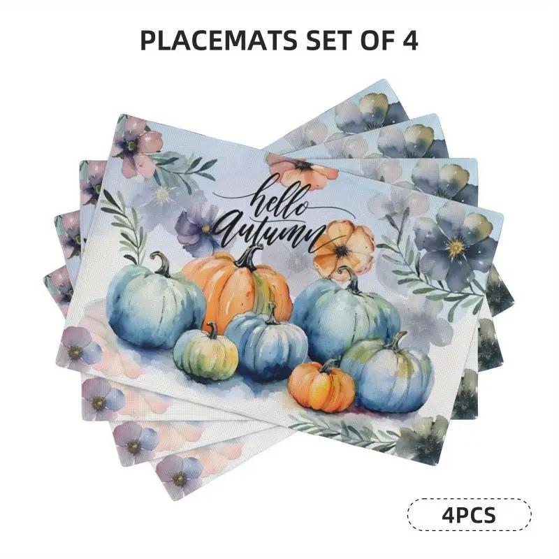 1PC Autumn Pumpkin Placemats for Farmhouse Dining Table Decor Place Mats Linen Table Mats for Party Coffee Cup Pads