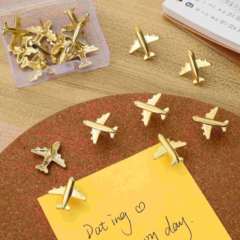 12PCS Creative 3D Plane Thumbtacks Stainless Steel Push Pins Bulletin Board Accessories  For Office Homes Study