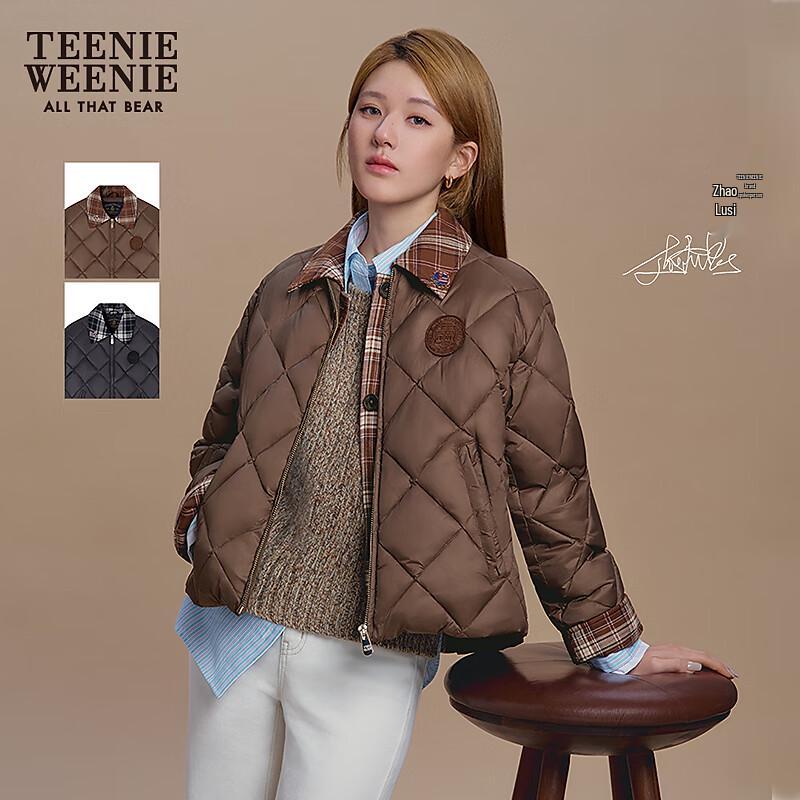 Teenie Weenie Women s Plaid Patchwork Padded Lapel Jacket S