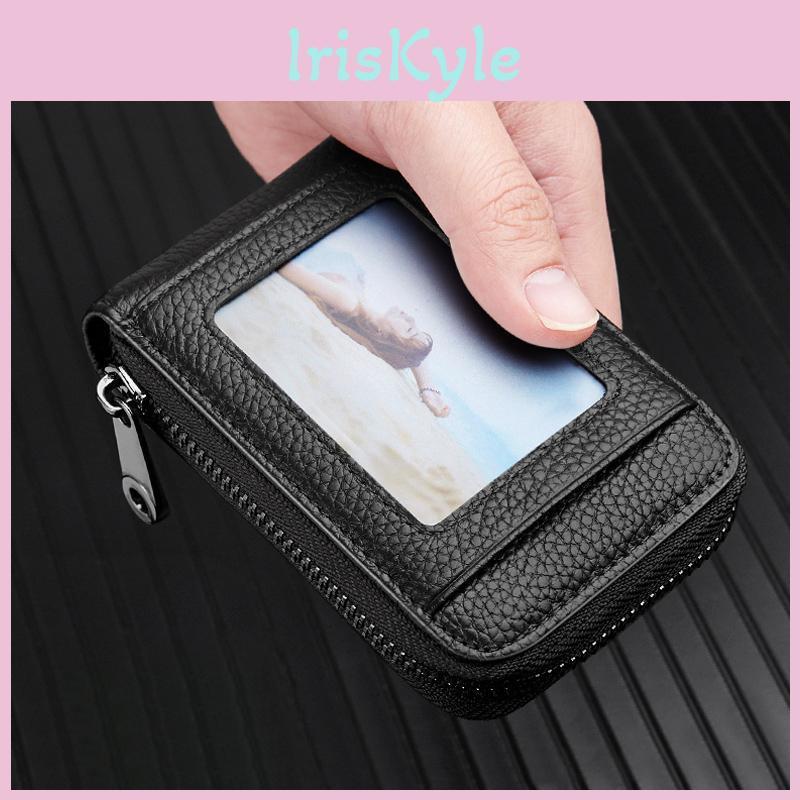 Fashion Holder Id Card Vip Walet Genuine Leather Bank Credit Card Wallet Women Slim Small Organ Cards Zipper Bags