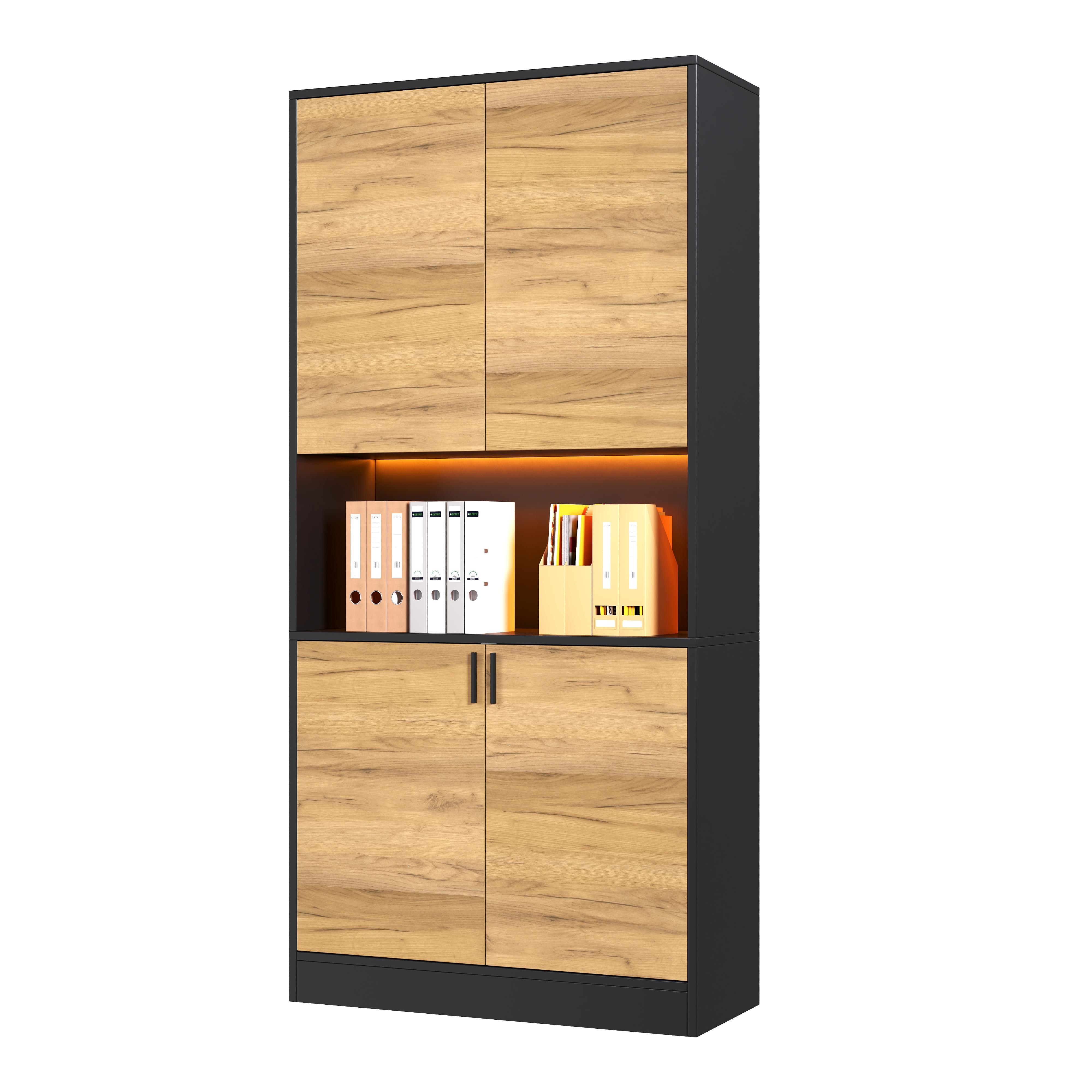 File Cabinet 80x35x180cm with LED Lighting