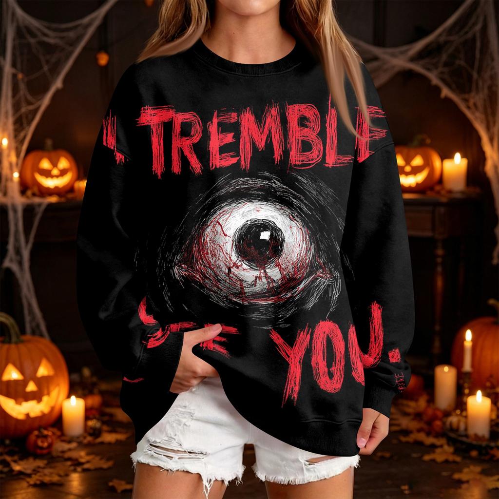 Women's Fashion Casual Halloween Print Round Neck Sweatshirt