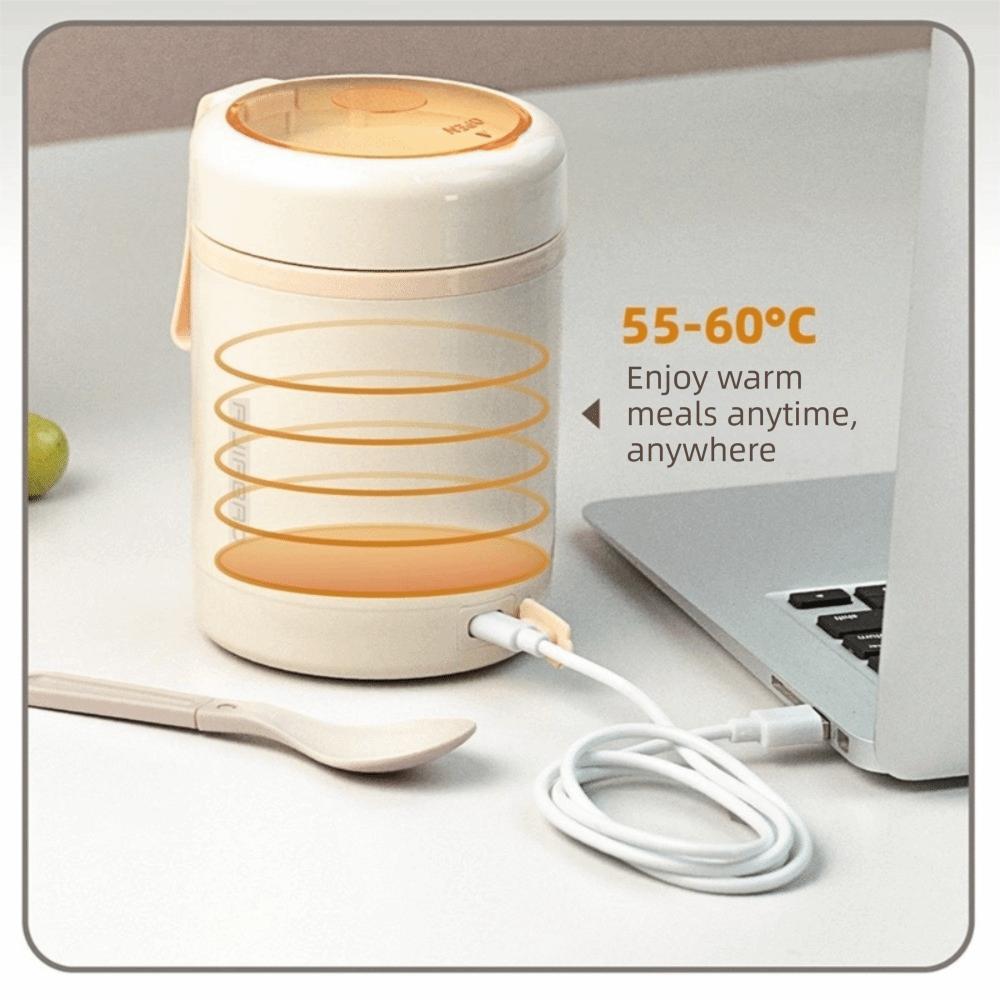 600ML Electric Heating Lunch Box USB Electric Portable Food Warmer with Drink Function Stainless Steel Picnics Food Heater