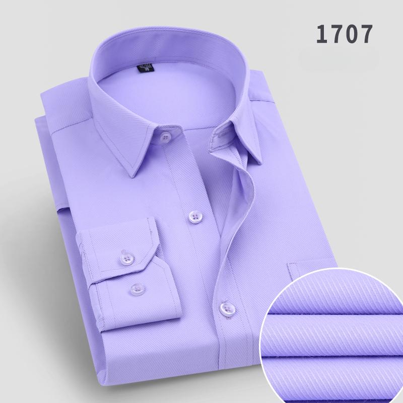 Double Collor Full Shirts for Men Plus Size Slim Fit Formal Plain Shirt Over Size Office Clothes Solid Long-sleeve Business Tops