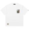 Herrsvart kortärmad rundhalsad t-shirt med tecknad dörrgrafiktryck för avslappnad streetwear-mode