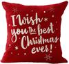 Red Plaid Sofa Linen Christmas Pillow Cover Reindeer Snowflake Home Cushion Cover