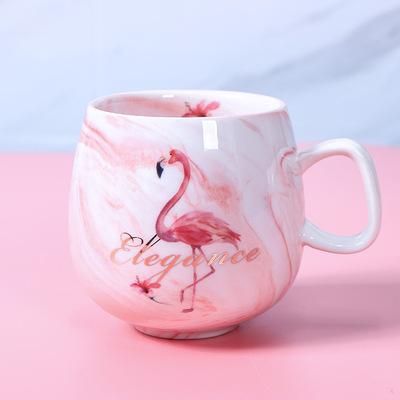 New Flamingo Marble Couple Ceramic Cup Opening Ceremony Cup Single Cup Student Mug
