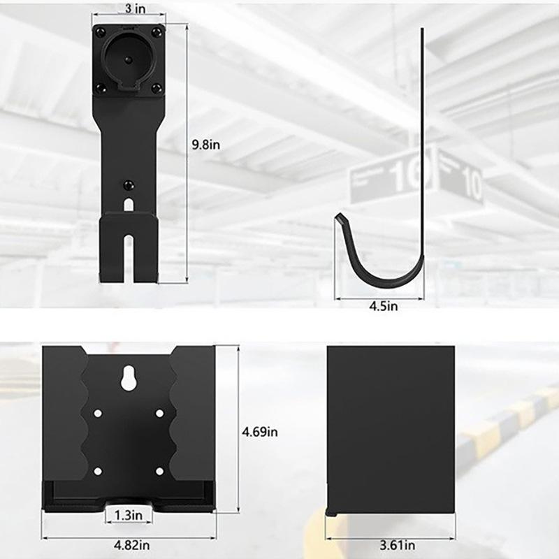 Wall-Mounted SAE J1772 Car Charger Holder & Hook