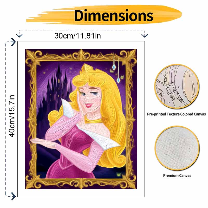 Disney Princess Aurora Sleeping Beauty Oil Paint by Numbers Painting Art Kit Handmade Painting Home Decor Gift