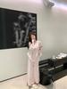 Women's Pink Striped Button-Up Long Sleeve Tee - Casual, Loose, and Age-Reducing Style for Early Autumn