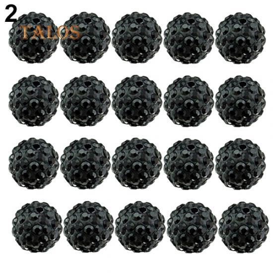 20Pcs 10mm Czech Crystal Stones Pave Clay Round Disco Ball Spacer Beads Accessories