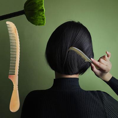 Natural Sheep Horn Comb Anti-Static Fine Tooth Hair Styling Detangling Comb With Handle For Men Women Head Scalp Health Care