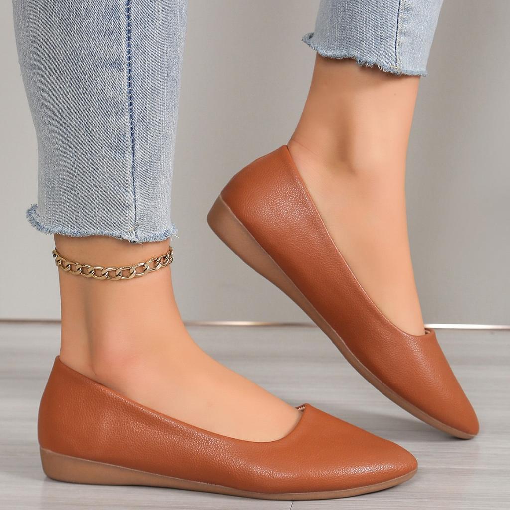 22 trendy four-season casual single shoes solid color flat heel temperament beautiful single shoes