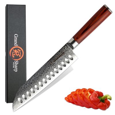 7 Zoll Santoku-Messer Damaststahl VG10 Japanisches Küchenmesser Kochwerkzeuge Pakkaholzgriff