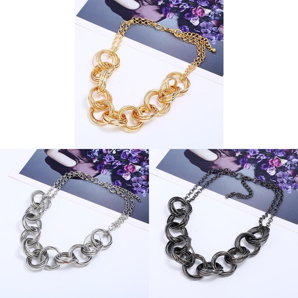 Geometrische Metallkettenhalskette im Vintage-Stil mit Vergoldung für modebewusste Frauen