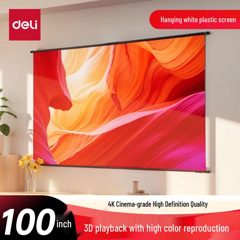 Deli 100-inch 16:9 Wall-Mounted Projector Screen