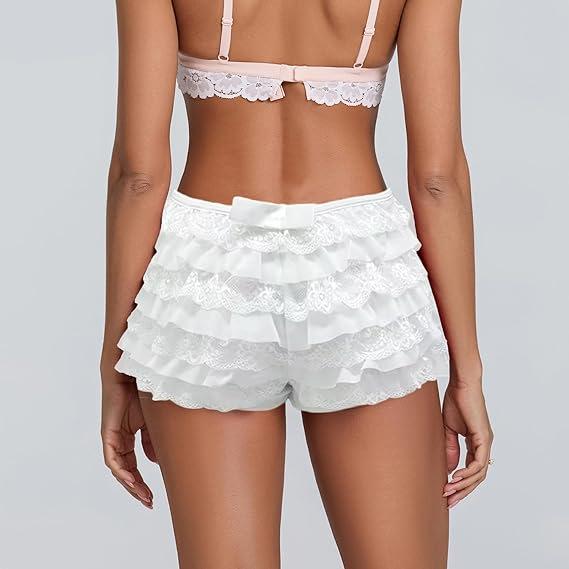 2025 Euro Lace Layered Mini Skirt with Patchwork and Ultra-short Hot Pants – Spring Trend Style