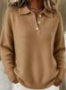 European & American Women's Loose Lapel Long Sleeve Sweater - Autumn/Winter 2025 Collection
