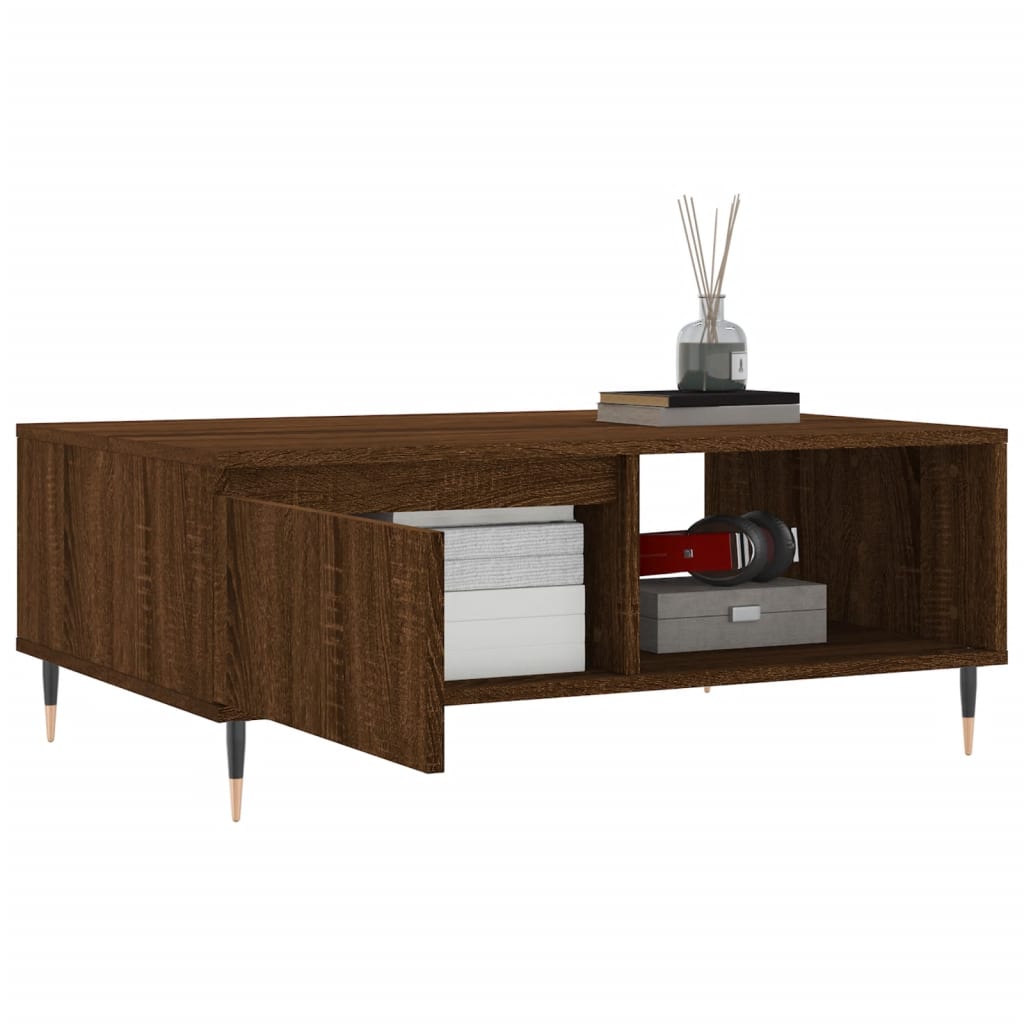 Coffee Table Brown Oak Effect 90 X 60 X 35 Cm Engineered Wood