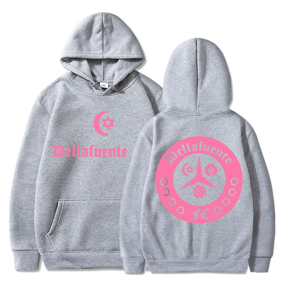 Dellafuente Music Pink Classic Hoodies Men Women Fashion Hip Hop Hoody Sweatshirt Oversized Cotton Casual Tracksuit Streetwear