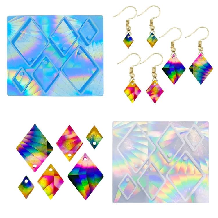 Silicone Mold for Epoxy Casting DIY Craft Rhombus Pendant Decoration Mold Tool