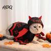 Kaptur dla zwierząt z rogami Halloweenowy Kot Nietoperz Peleryna Urocza Diabelska Peleryna Kaptur z Skrzydłami Peleryna z Kapturem Świąteczny dla Kotów Małych Psów Kostium Cosplay Ubranie na Imprezę