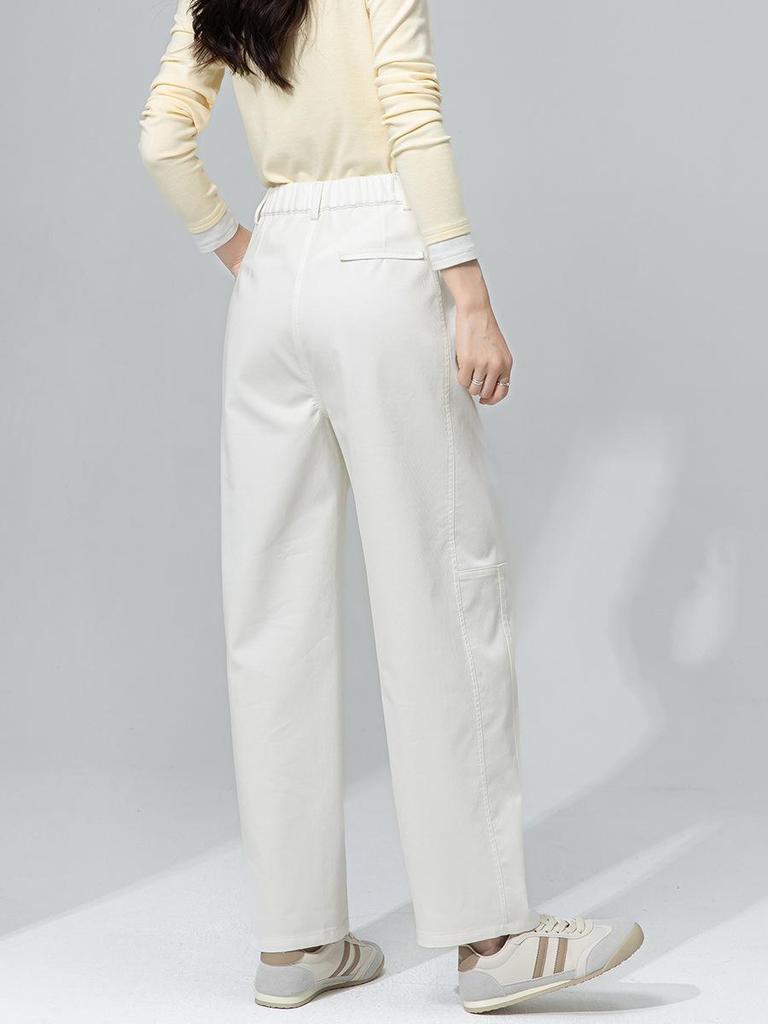 Guang Mei Women's Petite Navy Blue Slimming Tencel Cotton Scythe Pants - Spring Nine-point Drape Suit Style
