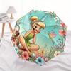 Disney Tinkerbell Automatic Open/Close Umbrella - Cute Umbrella with Cute Design, Portable 3-Fold Compact Umbrella for Men & Women, Valentin