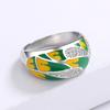 Pastoral Enamel Zircon Ring Women'S Green Mori Elegant Women'S Ring Diamond Ring