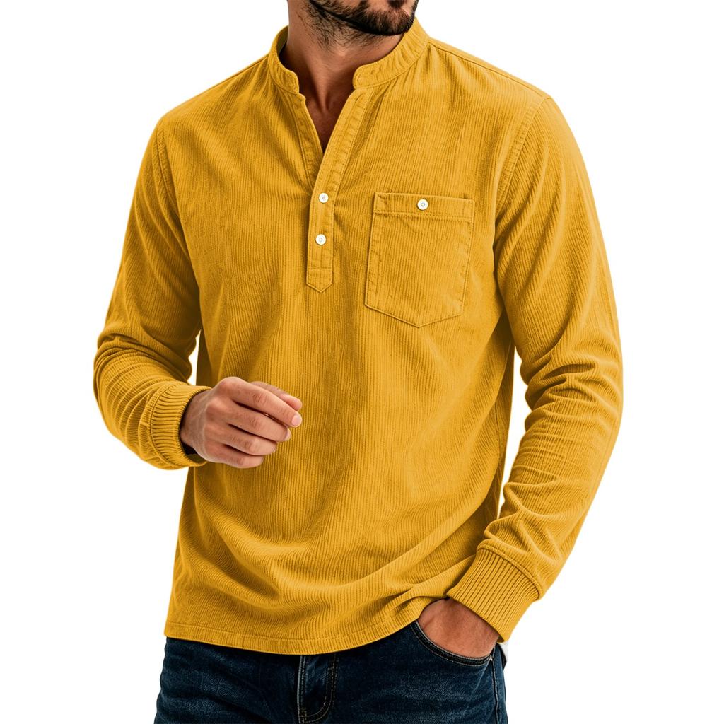 Men's Casual Loose Fit Color Shirt with Pockets for Everyday Wear