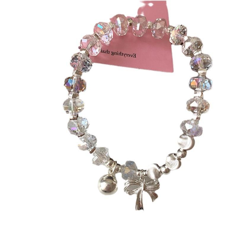 Transparentes Perlen-Schleifen-Anhänger-Armband Damen Leichter Luxus Nische Schlichte Persönlichkeit Mode Temperament Vielseitiges Armband Schmuck